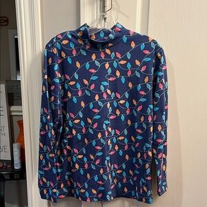 Blair Long Sleeve Mock neck shirt with Christmas lights Size Medium